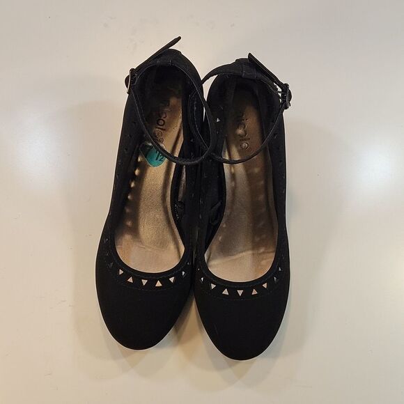 NICOLE NUBUCK FAUX SUEDE WOMEN"S ROUND TOE WEDGE HEEL SHOE - Picture 4 of 14